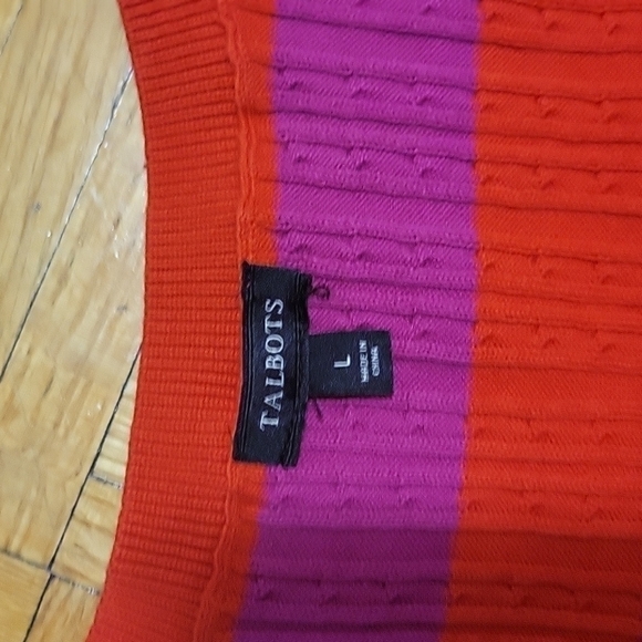 🌟Host Pick🌟 Talbots Fushia and Red Striped Sleeveless Cableknit Tank Top US L - Picture 6 of 9